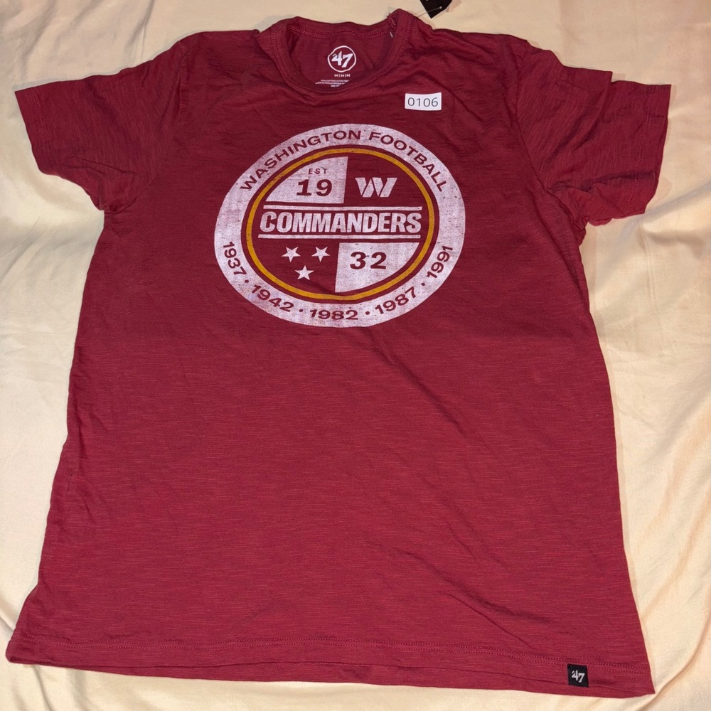 '47 Brand Washington Commanders NFL Mens Medium Burgundy Slub Graphic T-Shirt
